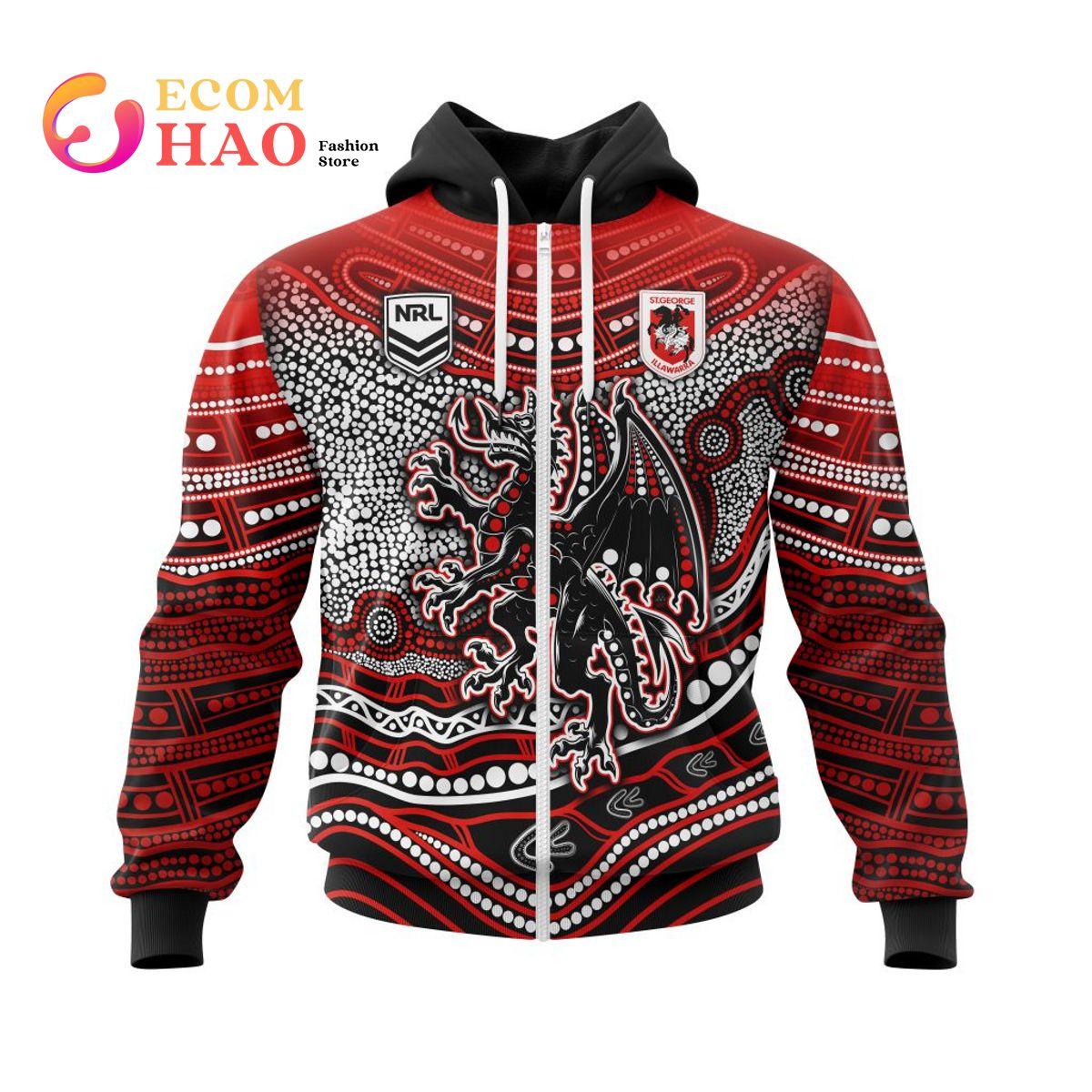 St. George Illawarra Dragons Custom Name Polynesian Zip Hoodie Best Gift For Fans