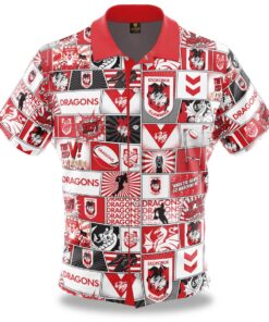 St. George Illawarra Dragons White Red Symbols Hawaiian Shirt Outfits For Nrl Fans
