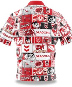 St George Illawarra Dragons White Red Symbols Hawaiian Shirt Outfits For Nrl Fans 2