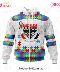 St Kilda Saints Custom Name Number Autism Awareness Zip Up Hoodie Funny Gift For Fans 1