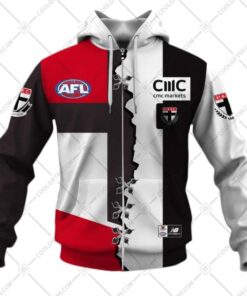 St Kilda Saints Custom Name Number Mix Guernsey Zip Hoodie Gift