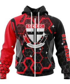 St Kilda Saints Custom Name Number Motocross Zip Up Hoodie Funny Gift For Fans 1