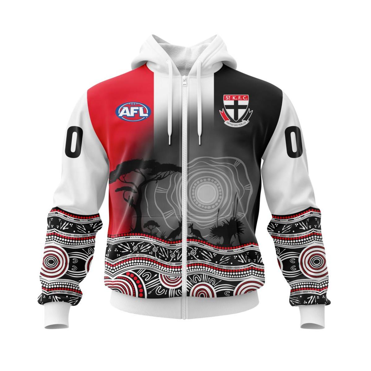 St Kilda Saints Custom Name Number Morden Art Zip Hoodie Gift For Fans