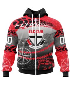 St Kilda Saints Custom Name Number Off-road Zip Hoodie Best Gift For Fans