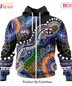 St Kilda Saints Custom Name Number Special Indigenous Zip Hoodie Black