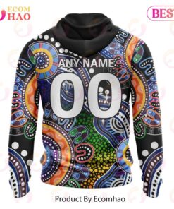 St Kilda Saints Custom Name Number Special Indigenous Zip Up Hoodie Black 2