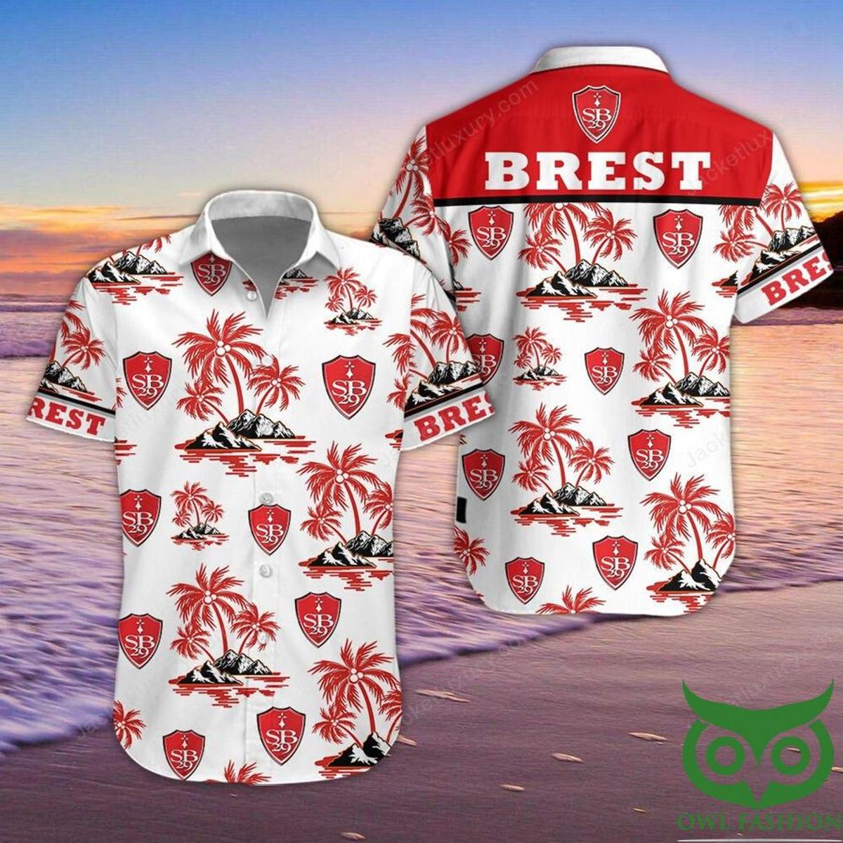 Stade Brestois 29 Ligue 1 White Red Hawaiian Shirt Best Gift Ideas