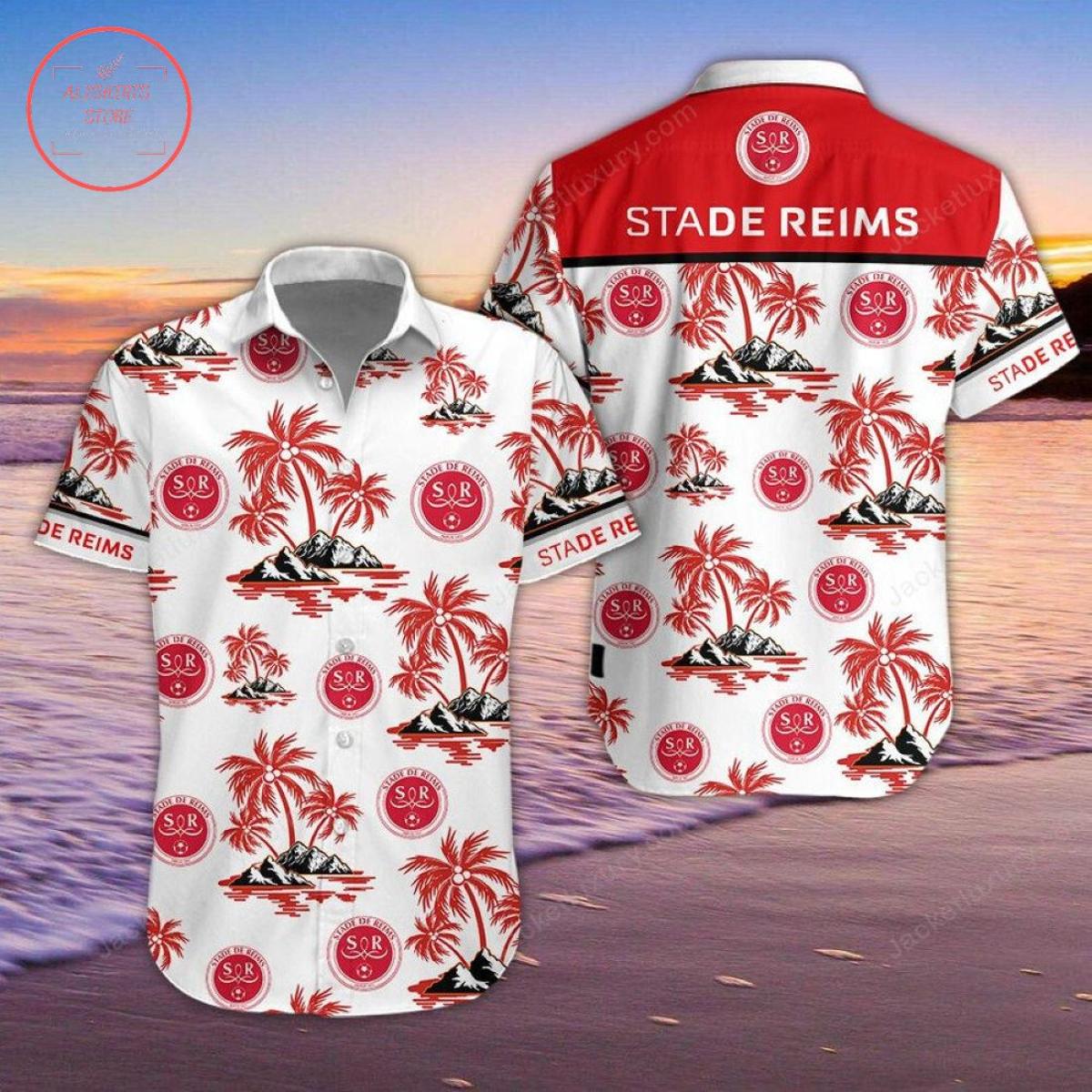 Stade De Reims Ligue 1 White Red Aloha Shirt Best Gift For Fans