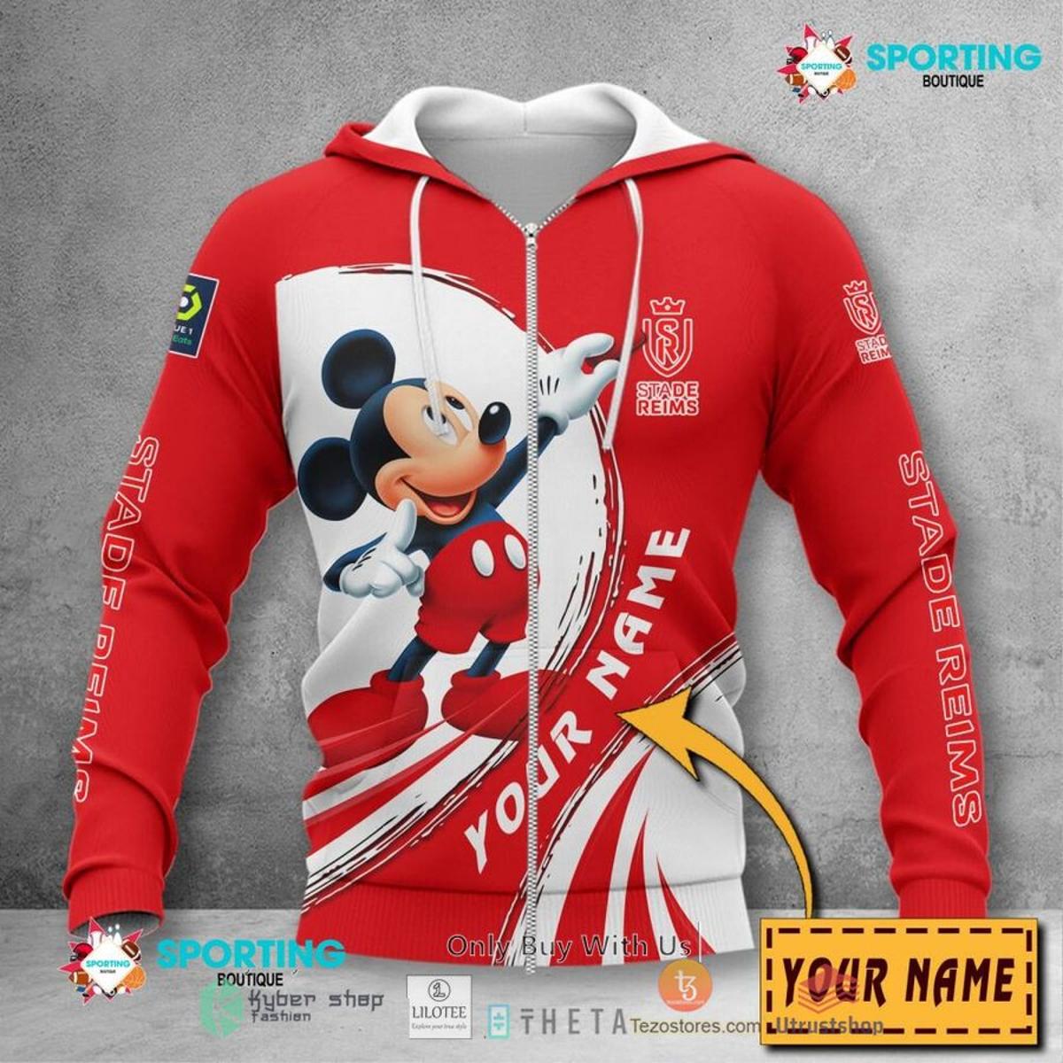 Stade De Reims Red White Zip Hoodie Gifts For Lovers