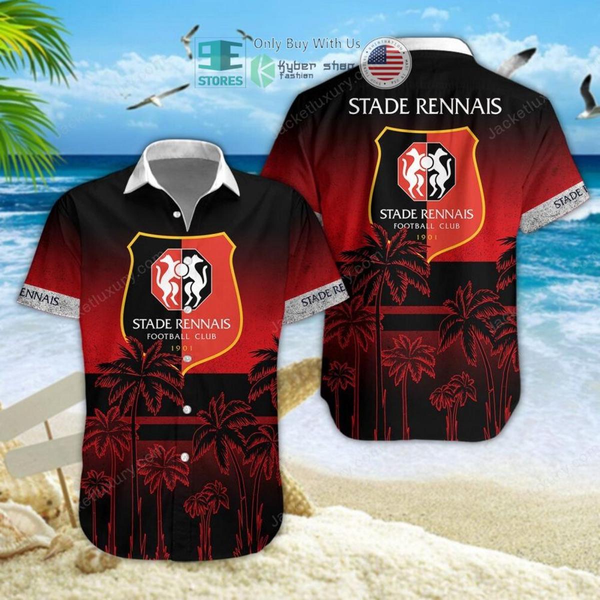 Stade Rennais Fc Summer Tree Patterns White Red Aloha Shirt For Men Women Fans