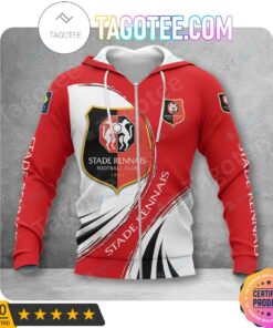 Stade Rennais Fc White Red Zip Hoodie Gift For Fans