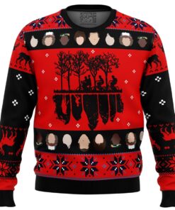 Stranger Things Black Red Ugly Christmas Sweater Xmas Outfit For Movie Fans