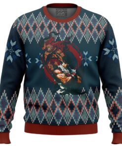 Street Fighter Ryu And Akuma Navy Ugly Christmas Sweater Best Gift For Video Game Fans