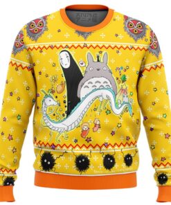 Studio Ghibli Famous Characters Yellow Ugly Christmas Sweater Best Gift For Anime Fans