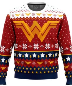 Super Heroes Wonder Woman Logo Ugly Christmas Sweater Best Xmas Gift For Dc Comics Fans