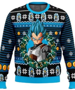 Super Saiyan Blue Vegeta Christmas Style Ugly Xmas Sweater Best Gift Ideas For Fans