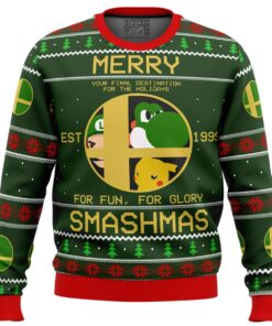 Super Smash Bros Merry Smashmas Ugly Sweater Gift For Nintendo Game Lovers