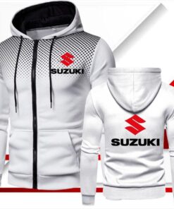 Suzuki Motorcycles White Zip Hoodie For Men And Women