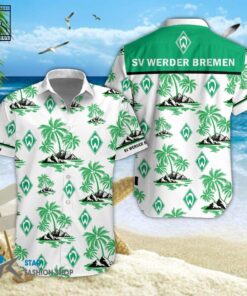 Sv Werder Bremen Coconut Patterns White Green Vintage Hawaiian Shirt Best Gift For Fans
