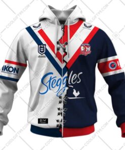 Sydney Roosters Custom Name Number Mix Jersey Zip Hoodie Gift