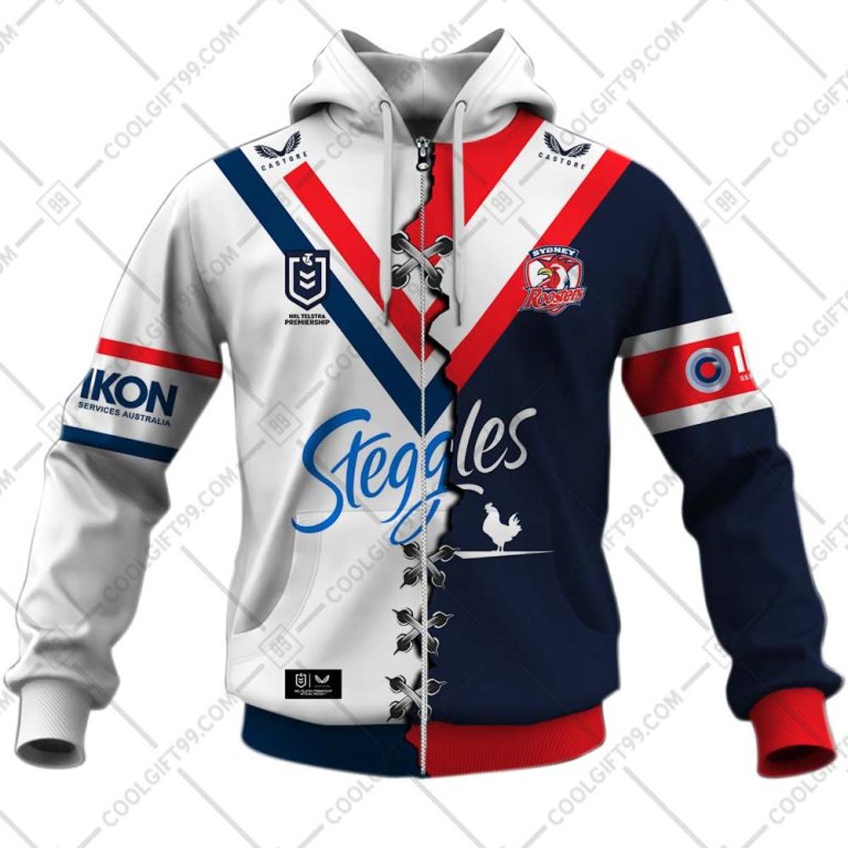 St. George Illawarra Dragons Custom Name Number Mix Jersey Zip Hoodie