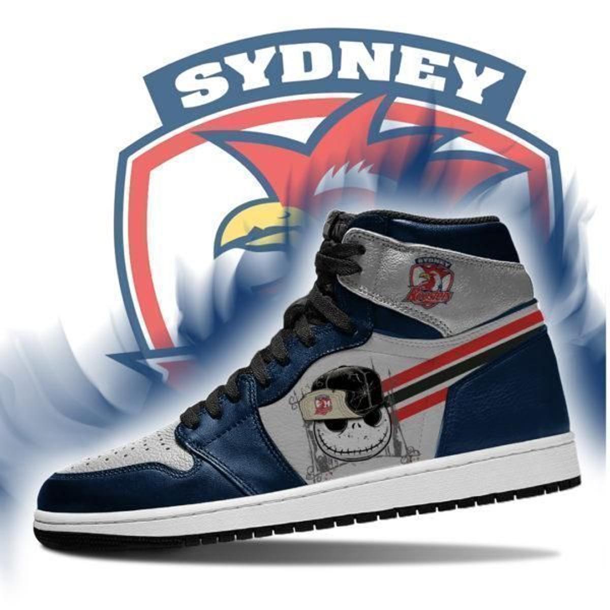 Wests Tigers Jack Skellington Air Jordan 1 High Sneakers For Fans