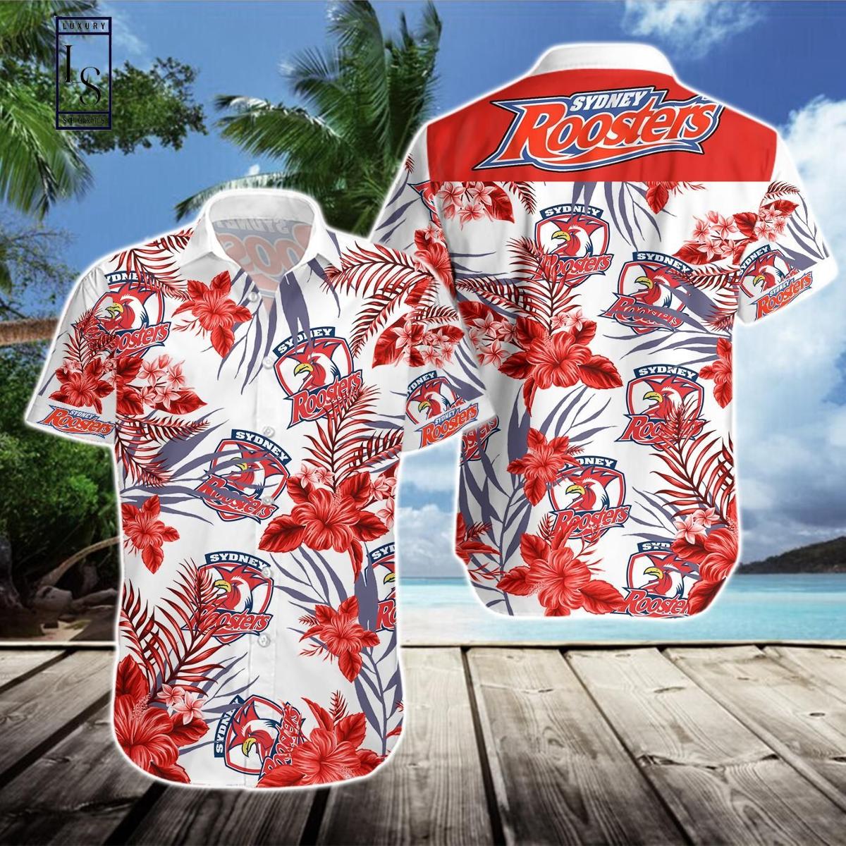 Nrl Sydney Roosters Big Logo Palm Trees Tropical Hawaiian Shirt Gift For Fans