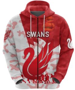 Sydney Swans Anzac Day Zip Hoodie Red And White