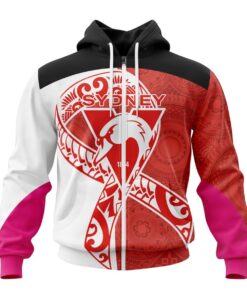 Sydney Swans Custom Name Number Fight Cancer Zip Hoodie