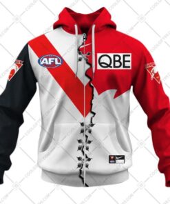 Sydney Swans Custom Name Number Mix Guernsey Zip Hoodie For Fans