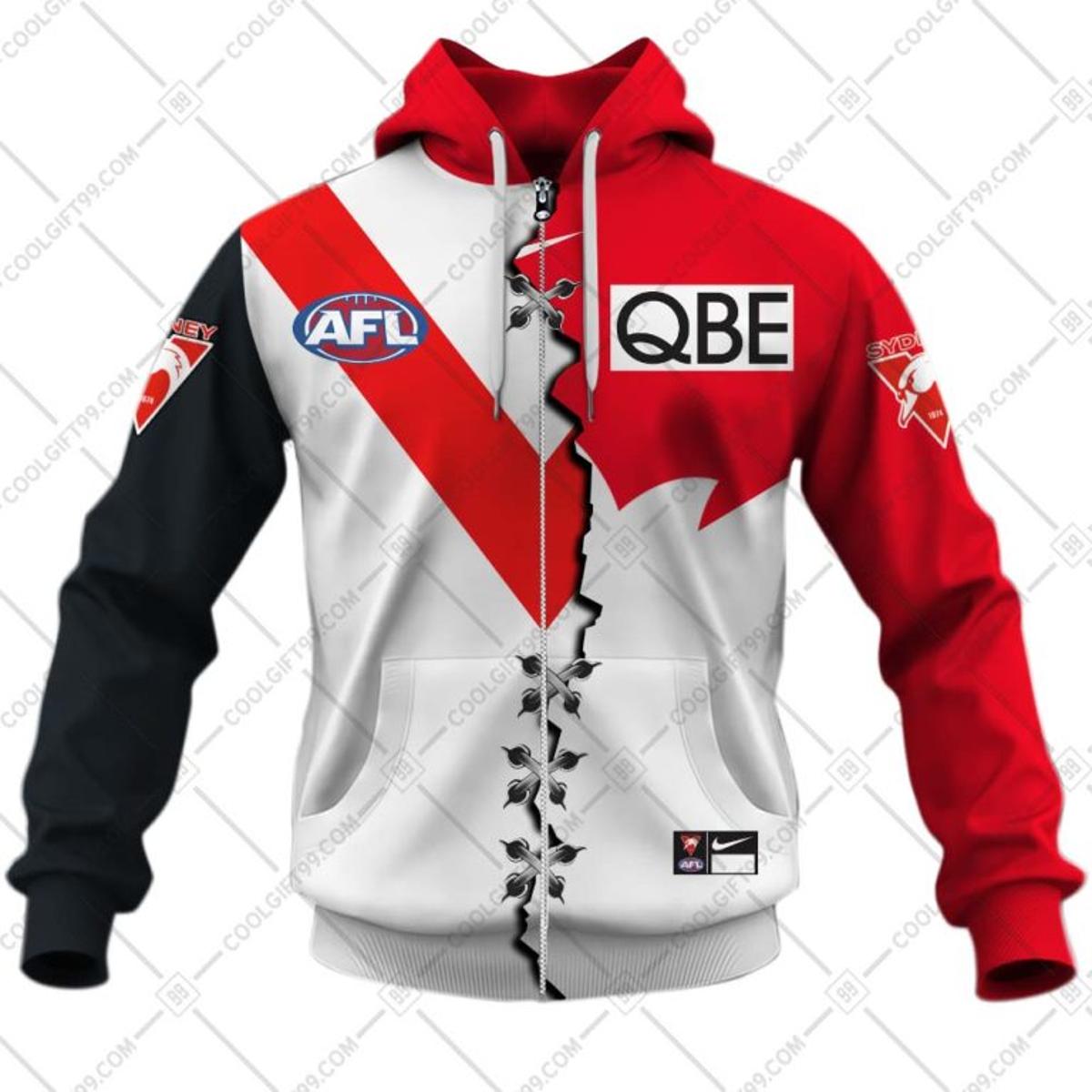 St Kilda Saints Custom Name Number Mix Guernsey Zip Hoodie Gift