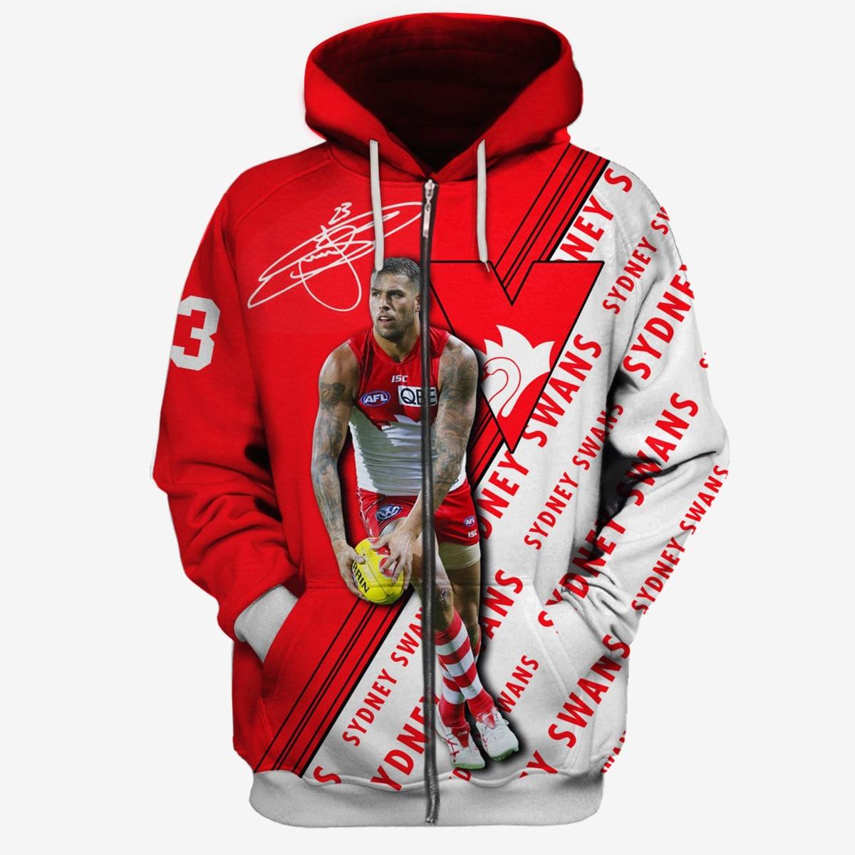 Sydney Swans Custom Name Number Fight Cancer Zip Hoodie