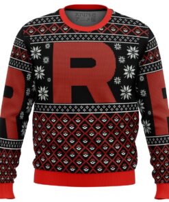 Team Rocket Logo Red Black Ugly Christmas Sweater Best Xmas Gift For Pokemon Fans