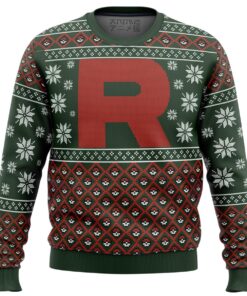 Team Rocket Logo Red Green Ugly Christmas Sweater Best Xmas Gift For Pokemon Fans