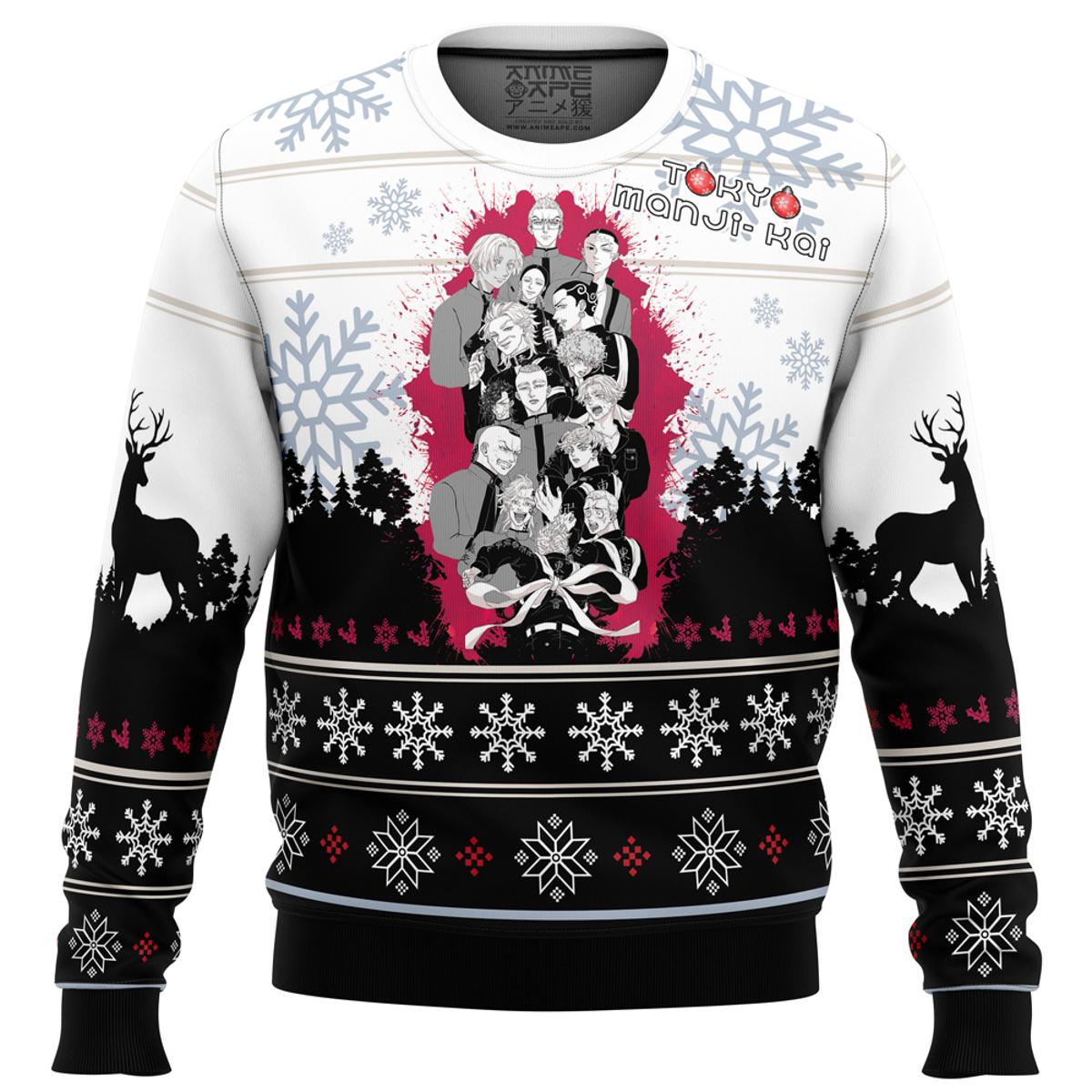 Toman Tokyo Revengers Black White Ugly Christmas Sweater Gift For Manga Anime Fans