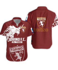 Torino Fc Big Logo White Brown Vintage Hawaiian Shirt Best Gift For Fans