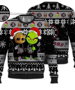 Toronto Raptors Baby Groot And Grinch Ugly Christmas Sweater