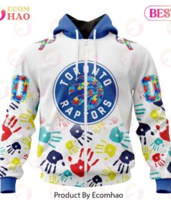 Toronto Raptors Custom Name Number Autism Awareness Zip Hoodie