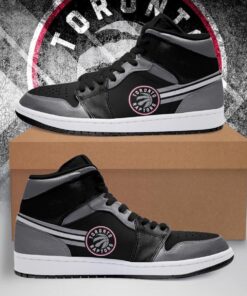 Toronto Raptors Gray Black Air Jordan 1 High Sneakers For Fans