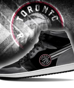 Toronto Raptors Gray Black Air Jordan 1 High Sneakers For Fans 3