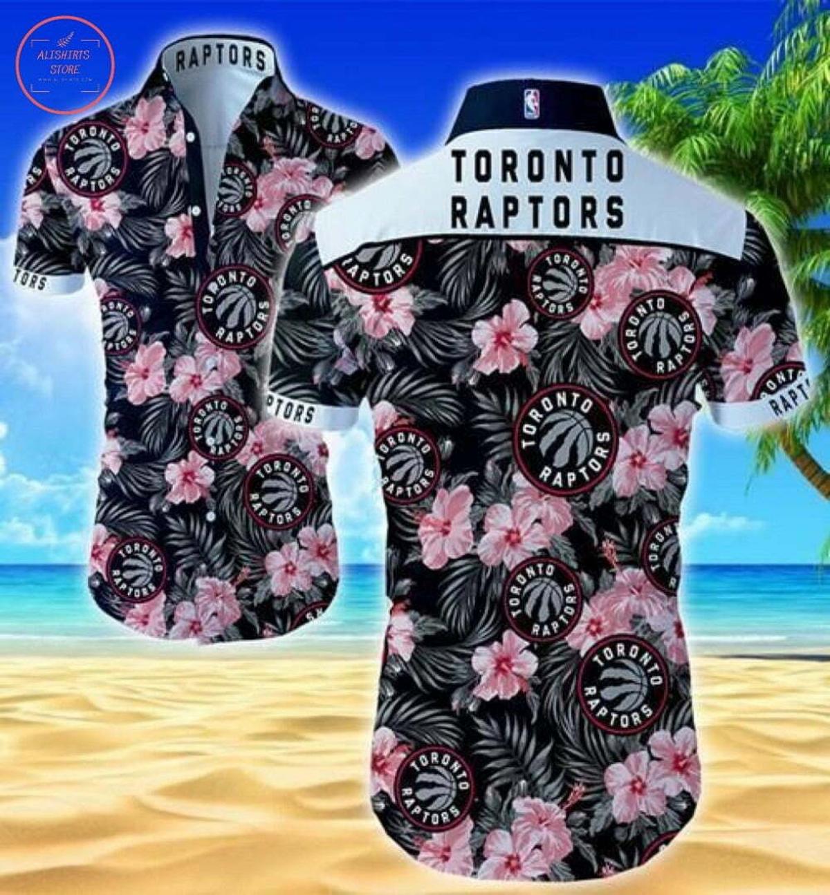 Nba Toronto Raptors Flowers With Stripe Lines Vintage Hawaiian Shirt Gifts For Fans