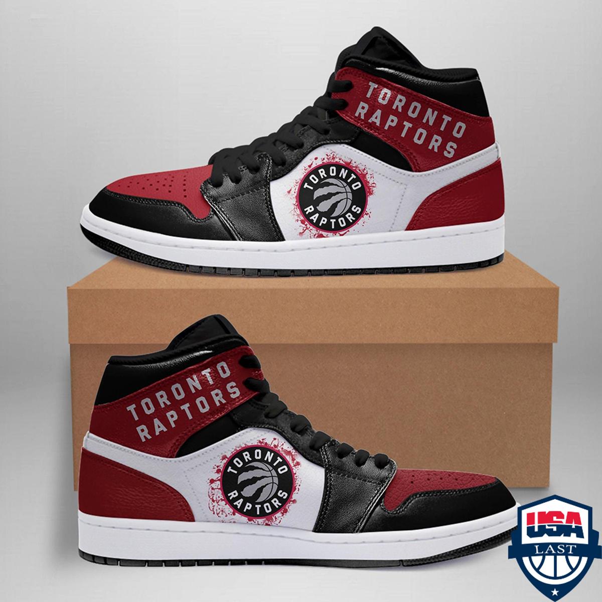 Toronto Raptors Gray Black Air Jordan 1 High Sneakers For Fans