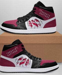 Toronto Raptors Red Black Scratch Air Jordan 1 High Tops