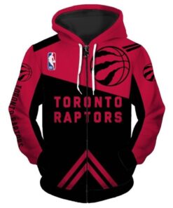 Toronto Raptors Red Black Zip Up Hoodie For Men And Women 1