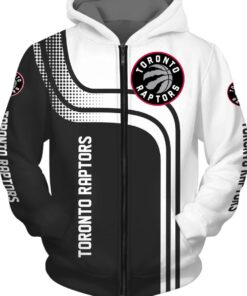 Toronto Raptors White Black Curvers Best Zip Hoodie