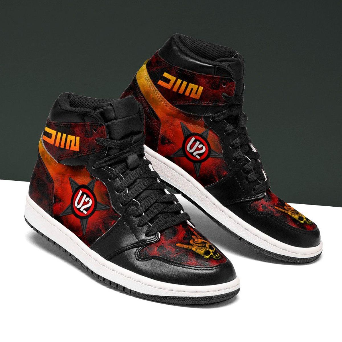 U2 Black Air Jordan 1 High Sneakers Gift