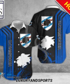 Uc Sampdoria Logo Simple Style Blue Black Hawaiian Shirt Best Gift Ideas