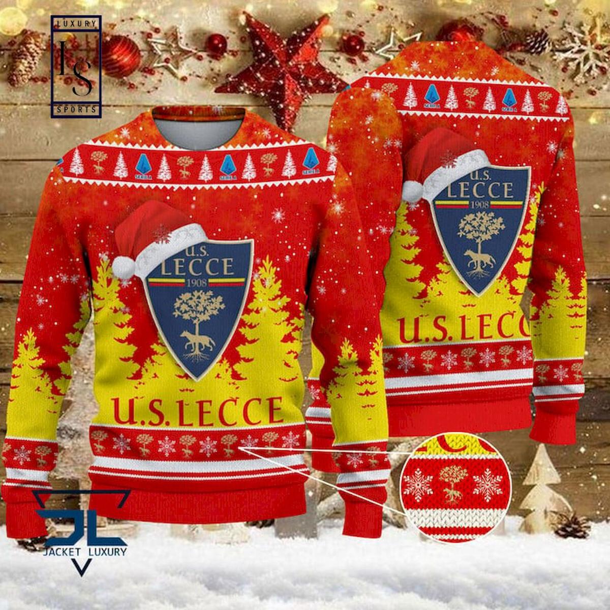 Us Lecce Santa Hat Ugly Christmas Sweater For Fans