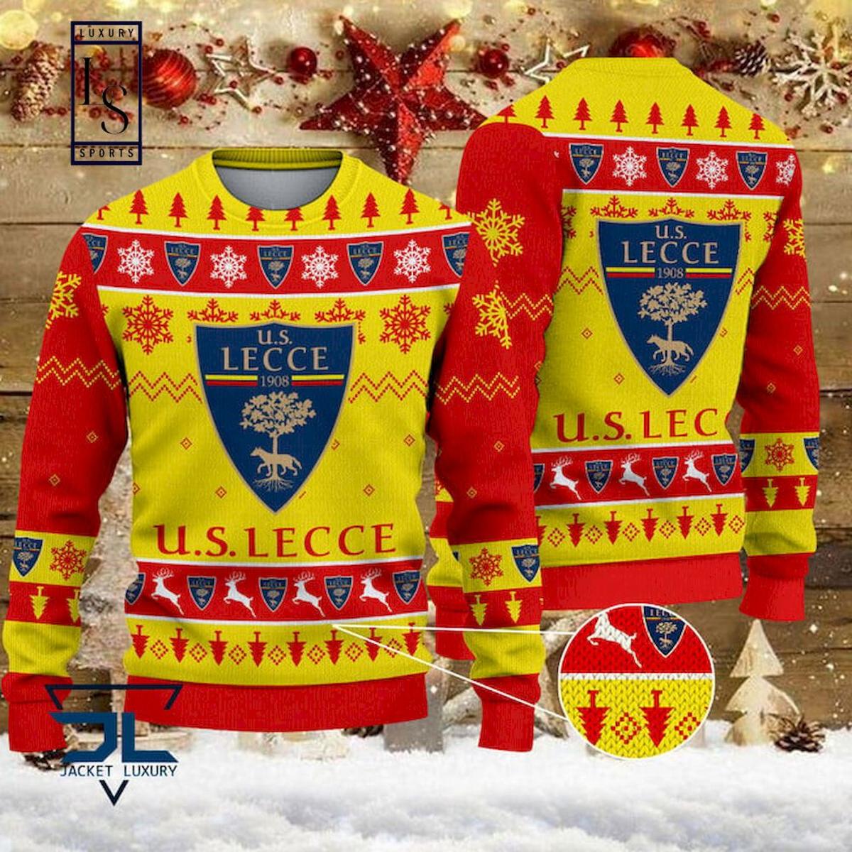 Us Lecce Santa Hat Ugly Christmas Sweater For Fans