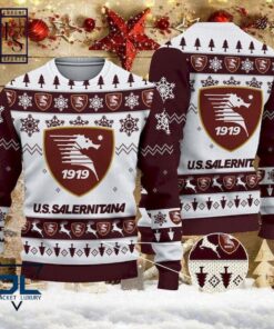 Us Salernitana White Brown Ugly Christmas Sweater For Men And Women